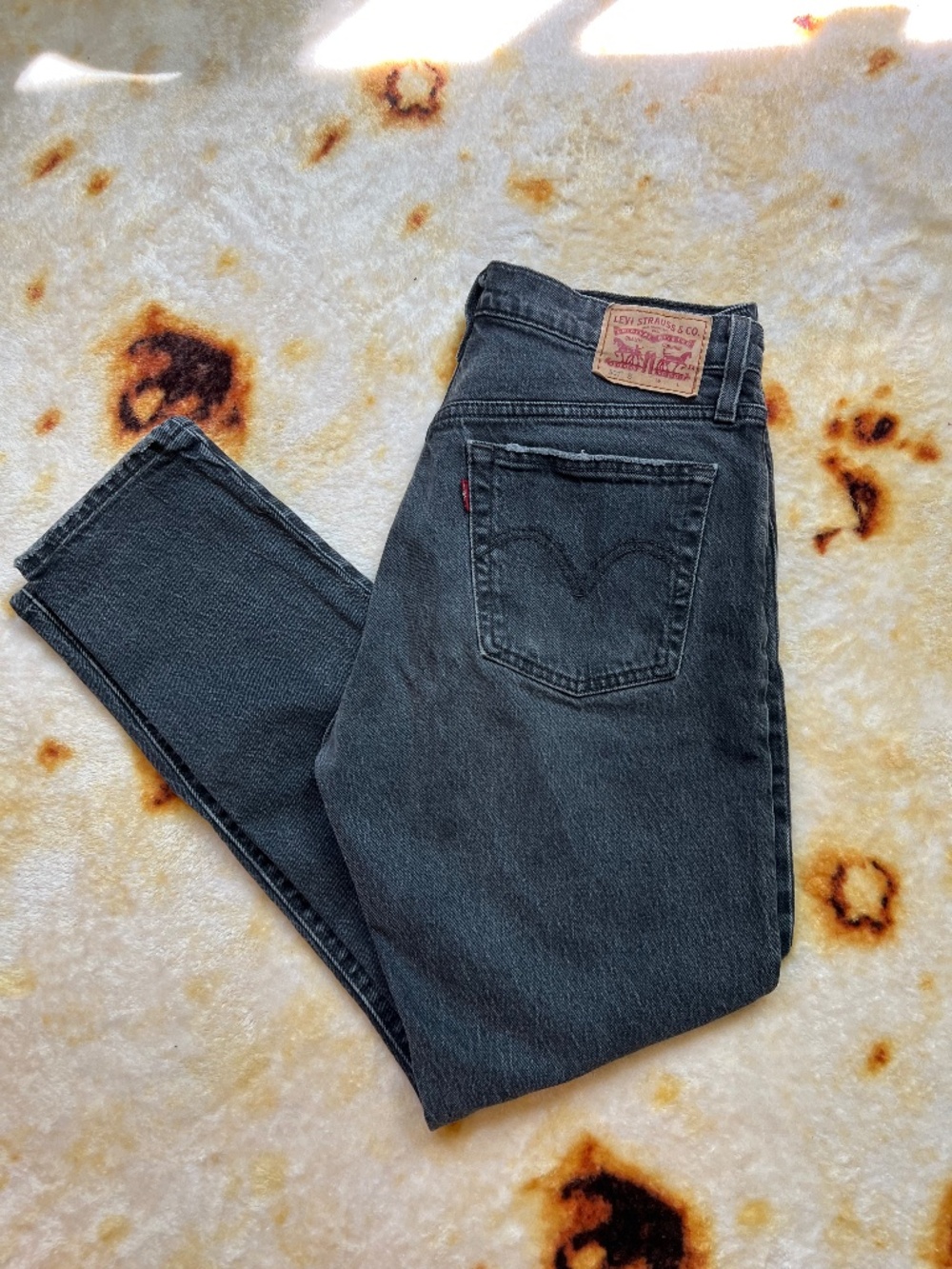 Levi's Black High-Rise 501 Straight Jeans